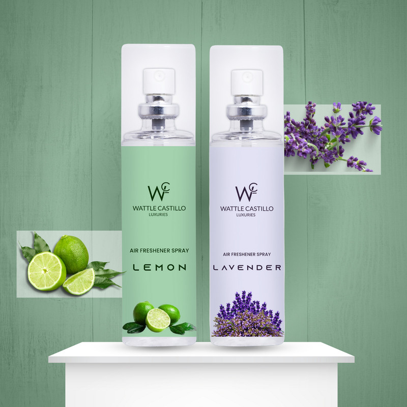 Wattle Castillo Cool Smell Lemon & Floral Smell Lavender Air Freshener For Home, Car & Office Car Freshener Automatic Spray, Refill 50 ml Air Freshner(2 x 50 ml)