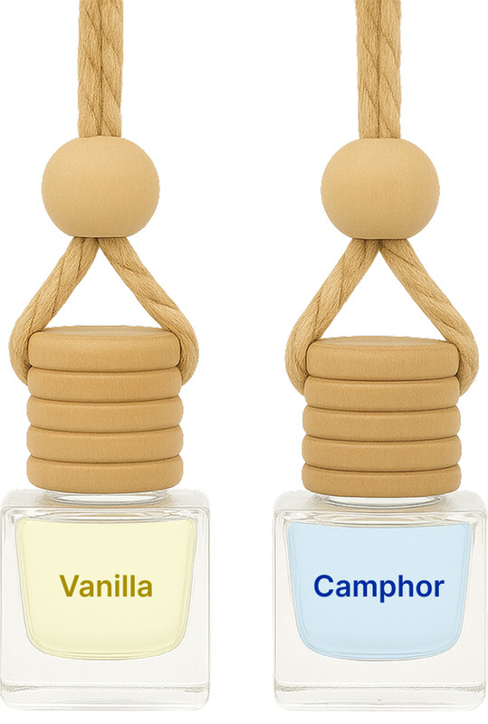 Fivora Vanilla & Kapoor Air Freshener 8ML|Long Lasting Sweet Vanilla & Kapoor Fragrance Car Air Freshener Liquid | Home Office Washroom Use | Hanging Bottle Perfume Air Purifier(Pack of 2)