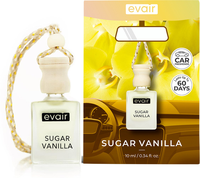EVAIR Sugar Vanilla Car Freshener Diffuser Car Air Freshener with Essential Oils Fragrance in Glass Bottle(10 ml)