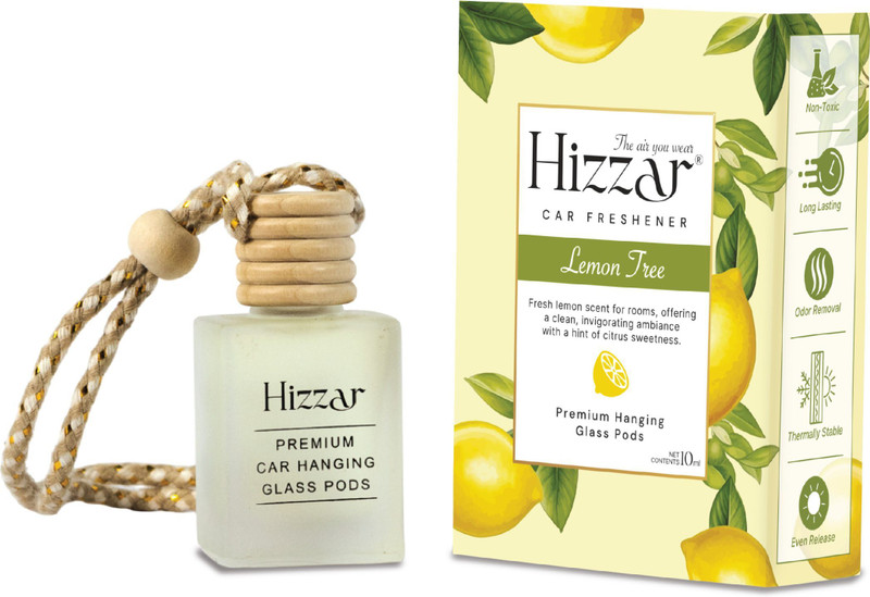 Hizzar Lemon Tree Car Freshener Diffuser Car Hanging Pod Perfume Glass Bottle with Wooden Lid(10 ml)