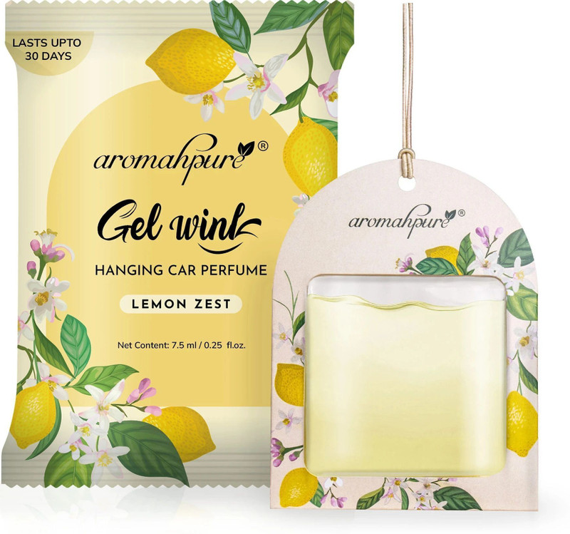 Aromahpure Lemon Car Freshener Diffuser Gel Wink Hanging Perfume|Pack of 1| Long-Lasting Up to 30 Days(7.5 ml)