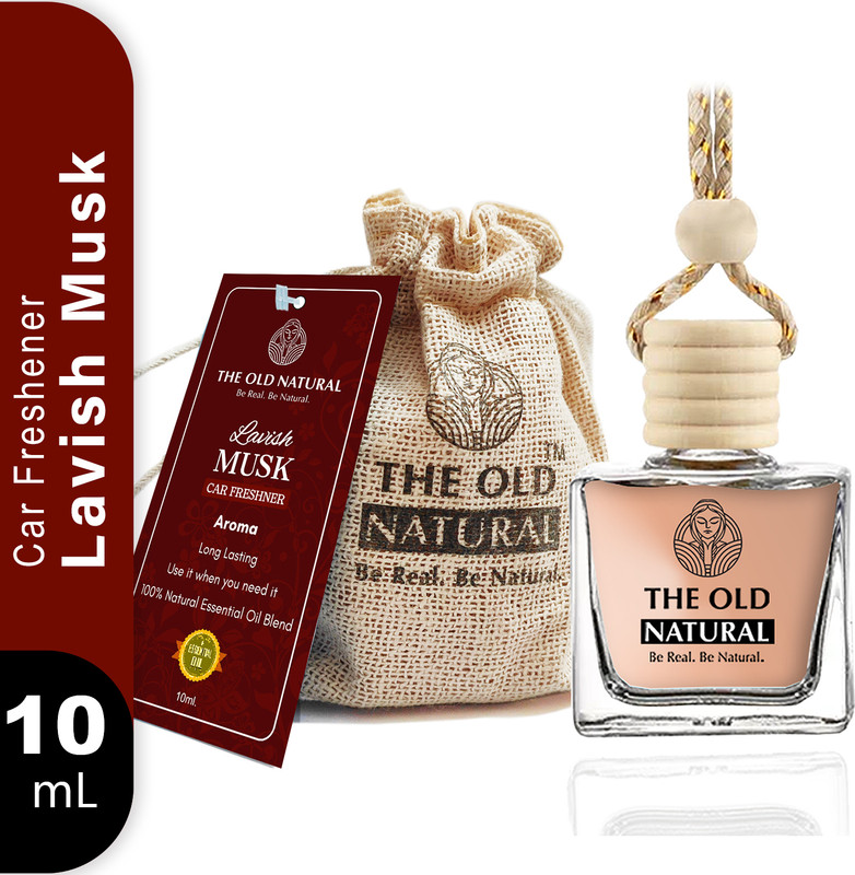 The Old Natural Lavish Musk Car Freshener Aroma Oil, Diffuser Car Freshener with Essential Oils Fragrance in Glass bottle with Wooden Diffuser Lid | Car Perfume 10ml (Lavish Musk Car Perfume- Pack of 1, 10ml)(10 ml)