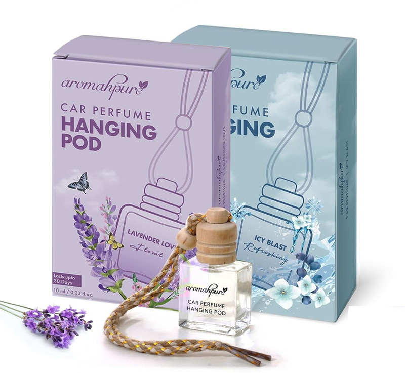 Aromahpure Lavender and Cool Car Freshener Diffuser Pack of 2 Hanging Pod Air Freshener(2 x 10 ml)