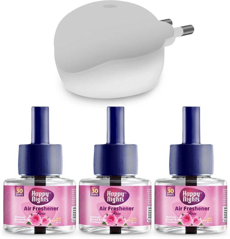 Shadow Happy Nights Rose Car Freshener Refill Plug In Room Freshener Kit | Rose Fragrance | Floral Air Freshener for Home(3 x 45 ml)