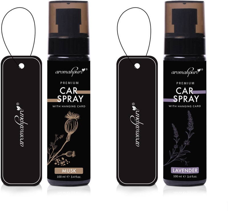 Aromahpure Musk + Lavender Car Freshener Spray Premium Perfume Mist With Hanging Card |Long Lasting 800+ Sprays|Travel Friendly(200 ml)