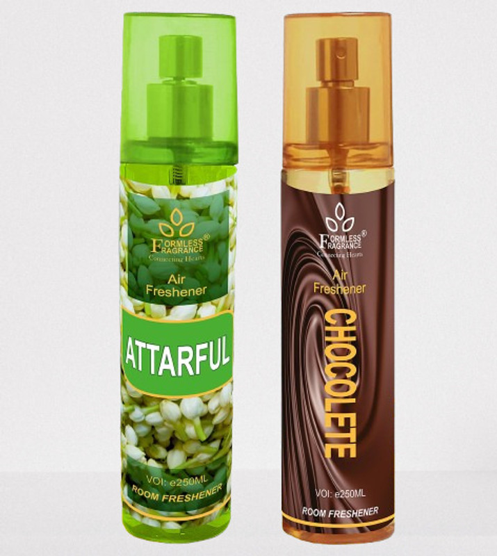 Formless Attarful, Chocolate Car Freshener Spray Attarful & Chocolate 1pc Each Room Air Freshener(2 x 250 ml)