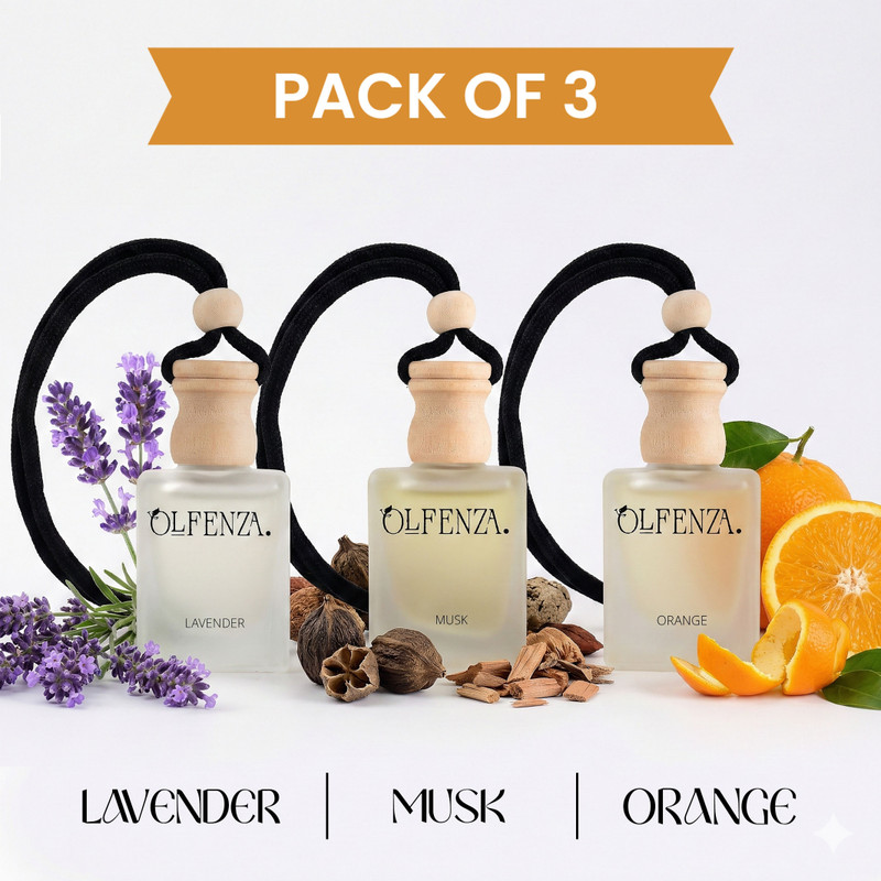 OLFENZA Lavender-Musk-Orange Car Freshener Diffuser Hanging Perfumes Fragrance(3 x 10 ml)