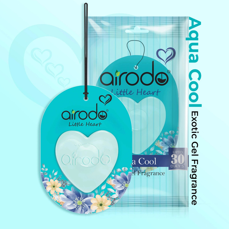 AIRODO Aqua Cool Car Freshener Diffuser Little Heart Car Hanging Air Freshener | Lasts 30 Days | Car Accessories(7.5 ml)