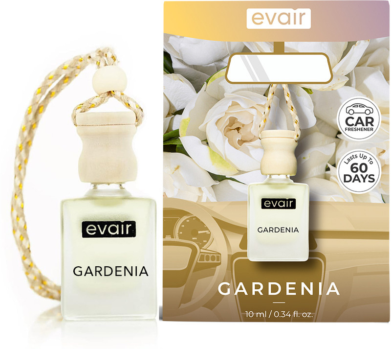 EVAIR Gardenia Car Freshener Diffuser Car Air Freshener with Essential Oils Fragrance in Glass Bottle(10 ml)