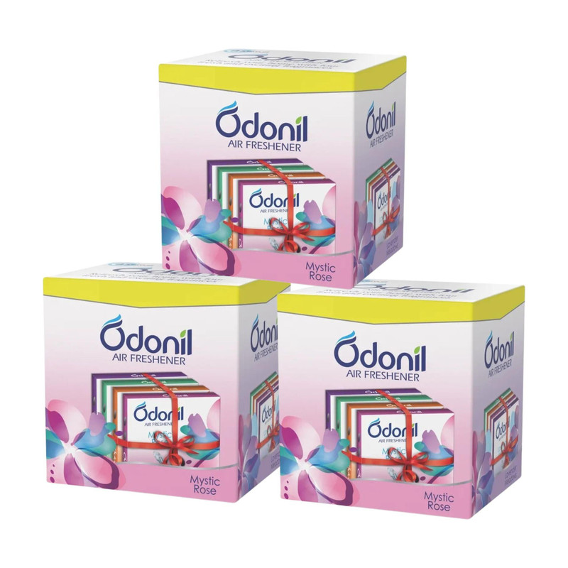 Odonil Assorted Blocks Bathroom Air Fresheners | Assorted Blocks | Mixed Fragrances | Long Lasting Odour(12 x 48 g)