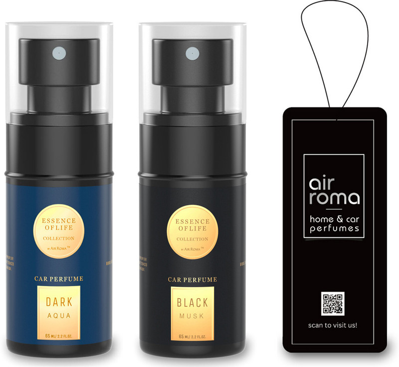 Airroma Black Musk, Dark Aqua Car Freshener Spray Long-lasting Premium Car Perfume Air Freshener Scent(2 x 60 ml)