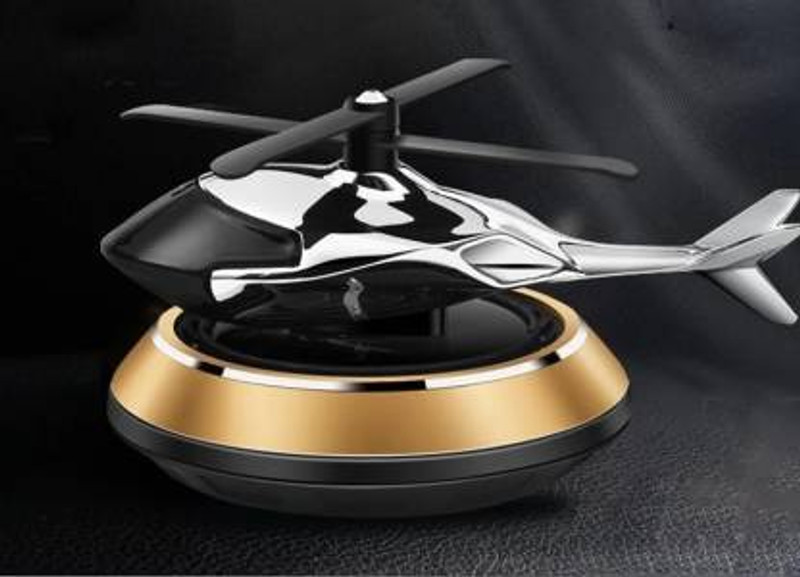 CCE Aroma Car Freshener Diffuser Helicopter Design 360 Degree Rotation Solar Power Air Freshener (Gold)-03(1 Units)