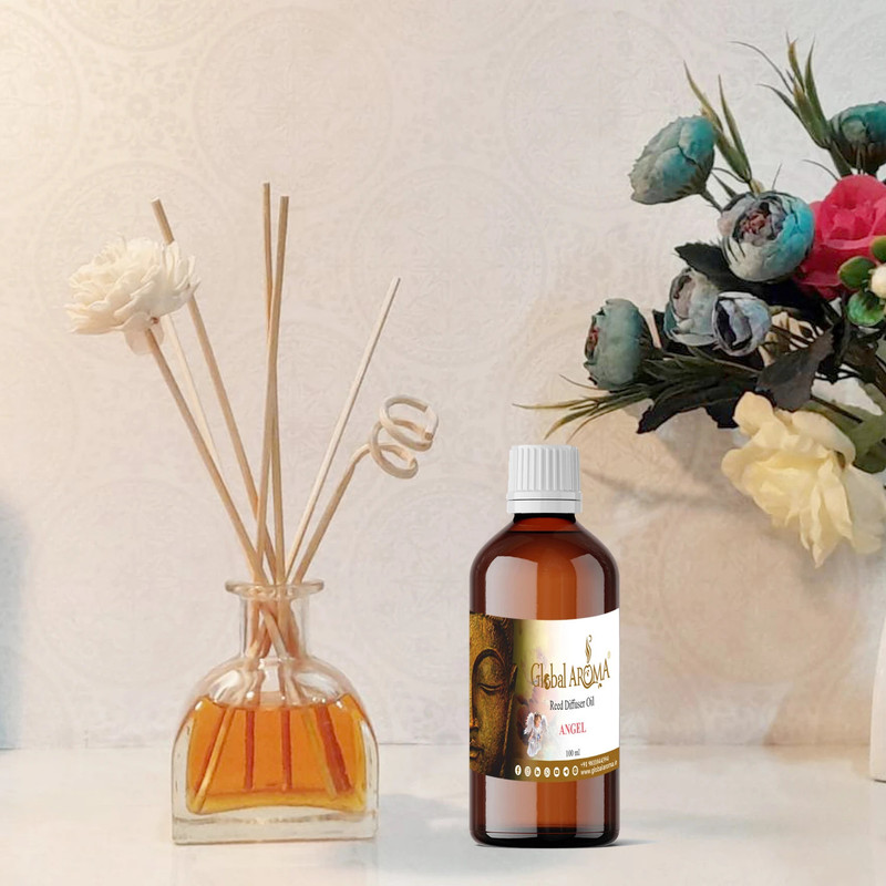 GLOBAL AROMA Floral Diffuser Set, Aroma Oil, Diffuser Reed Diffuser Set with Angel Home Fragrances(100 ml)