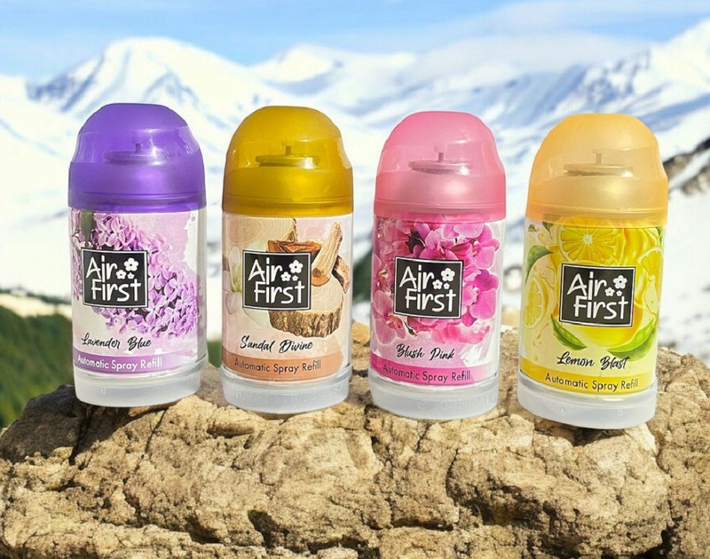 Air first LAVENDER, PINK BLUSH, SANDAL, LEMONI ORANGE Car Freshener Automatic Spray, Refill Automatic Spray Refill Combo Pack 225ML*4 Pcs. Spray (4 x 225 ml)(4 x 225 ml)