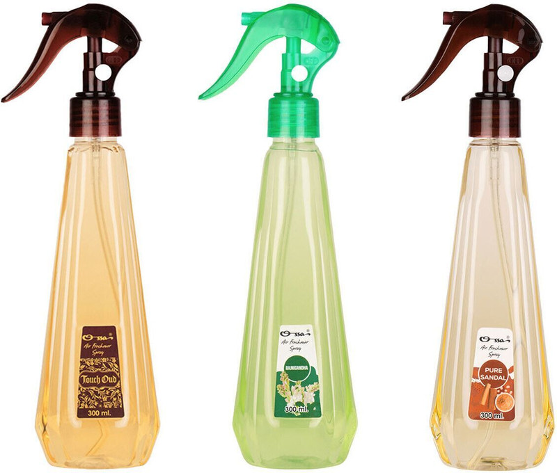 OSSA Oud, Rajnigandha,Sandal Car Freshener Spray TOUCH OUD 300ML, RAJNIGANDHA 300ML, PURE SANDAL 300ML(3 x 1 Units)