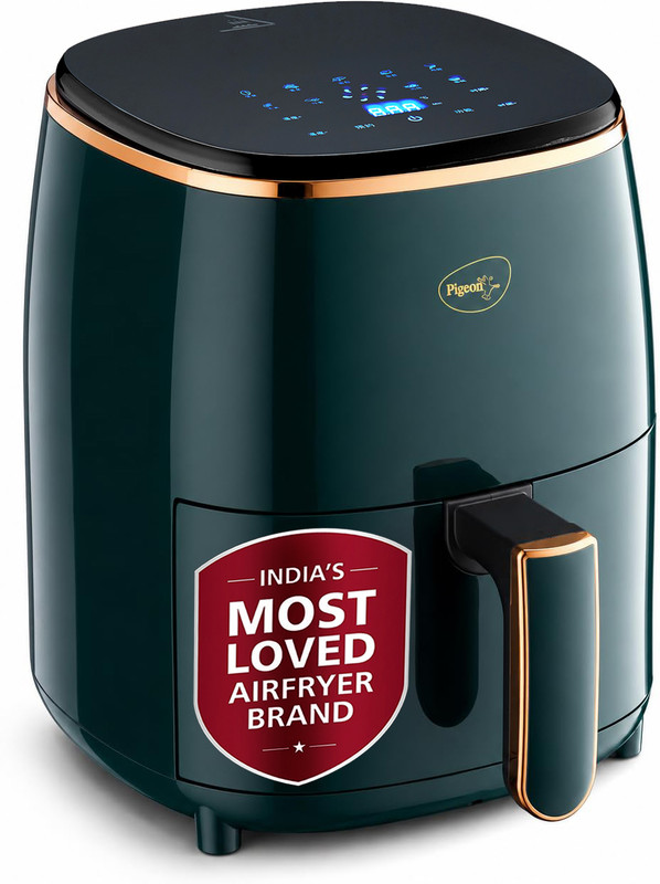 Pigeon Healthifry Digital with 360 High Speed Air Circulation Technology 1200 W with Non-Stick Basket - Green Air Fryer(4.2 L)