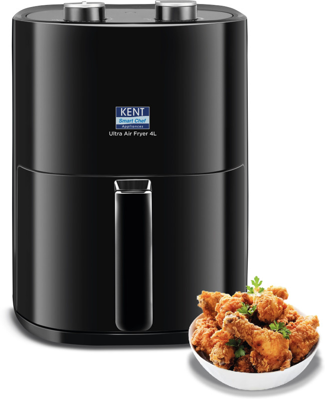 KENT Ultra Air Fryer 4L 1300W | Fry, Bake, Grill & Roast | Up to 80% Less Oil Usage | Rapid Heat Circulation | Adjustable Temperature Control Knob 80 to 200 | Auto Cut-Off Air Fryer(4 L)