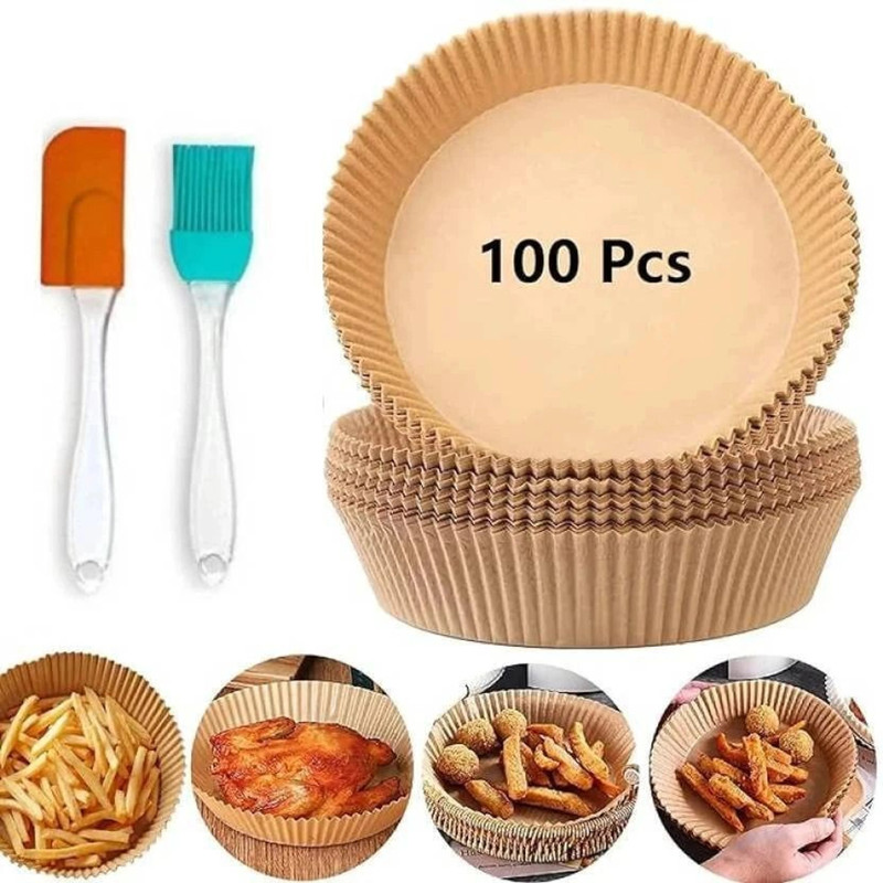 Zibali Zib- Airfryer Paper 100 Pcs With Oil Brush Air Fryer(1 L)