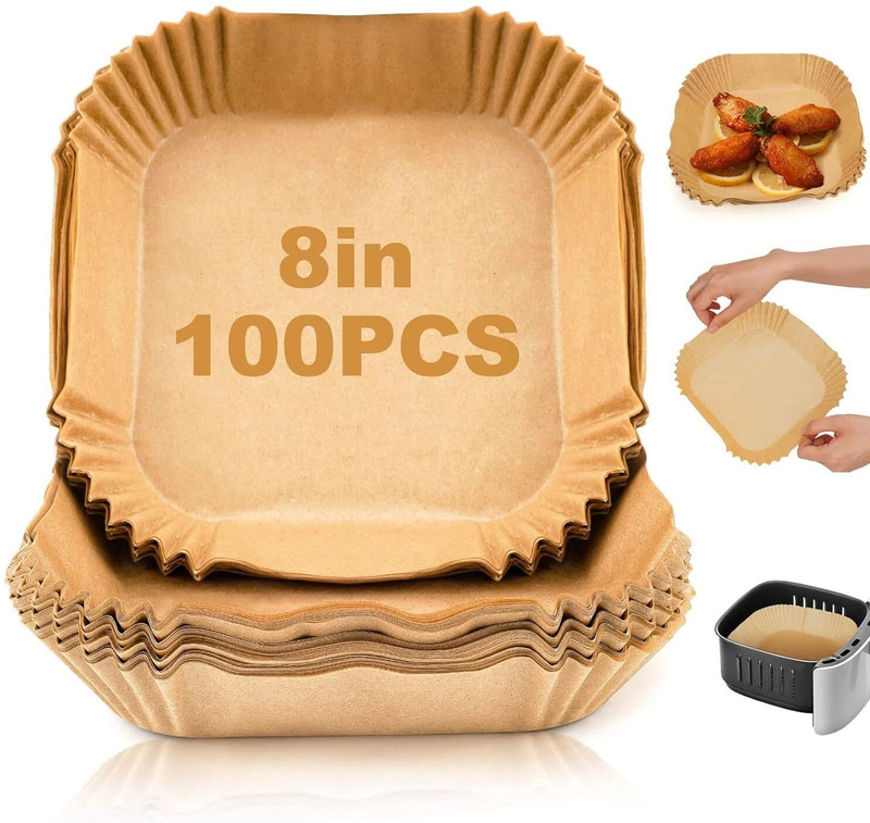 SVULINT 100Pcs Air Fryer Disposable Paper Liner Square Air Fryer(500 ml)