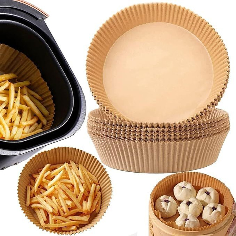 KAULDVISHE 100pcs Round Air Fryer Disposable Paper Liner Liners Baking Paper for Food Grade Air Fryer(50 L)