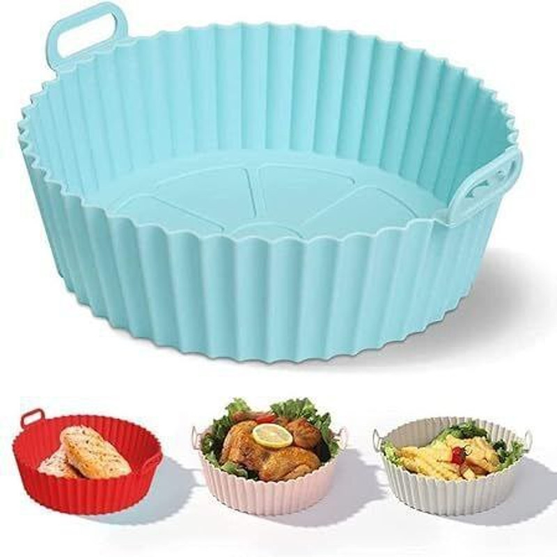 Freven Air Fryer Liners I Round Silicone Basket Baking Tray I Pot with Ear Handles Air Fryer(5 L)