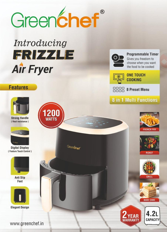 Greenchef Frizzle one touch cooking 8 in 1 multi functions Air Fryer(4.2 L)