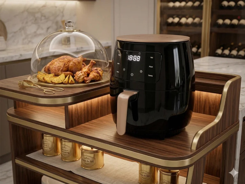 XORQO TECH 6L Digital Air Fryer, LED Touch, 360° Hot Air, Presets Cooker Air Fryer(6 L)