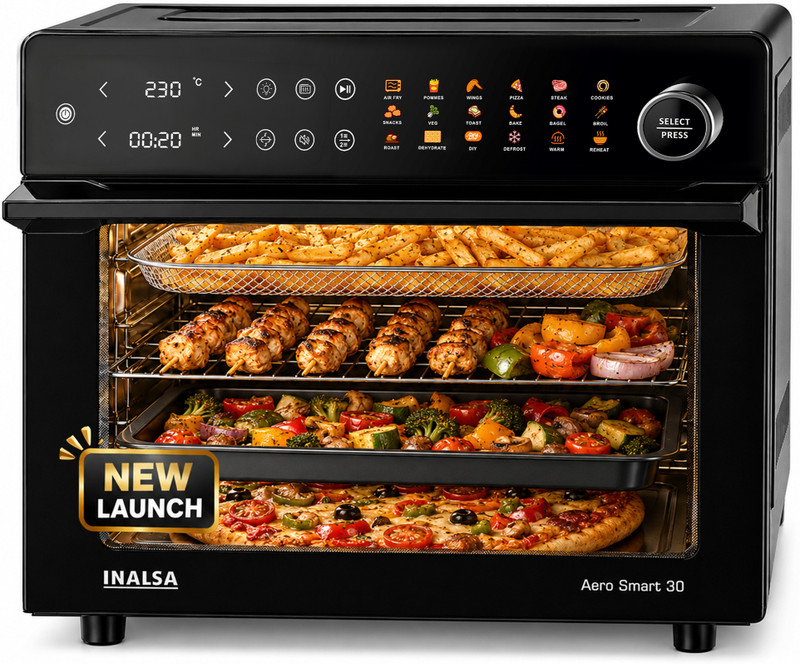 Inalsa 30L large capacity 1800W Non-toxic Large Capacity 30L,Dule Cook function Non Toxic oil free Oven Aero Smart30 Air Fryer(30 L)