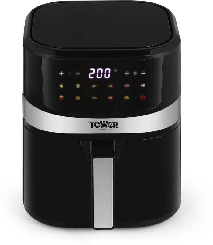 Tower Vortx Digital Vision 6.3L | 1600W | 9 Preset Menus | Bake, Grill & Roast | Digital Touch Display | Rapid Air Circulation Technology | Glass Window with built-in Light | Adjustable Temperature & Timer | Up to 80% Less Oil Usage | Air Fryer(6.3 L)