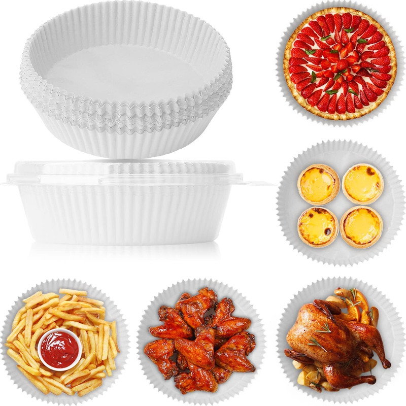 WOLBLIX 100Pcs Air Fryer Disposable Paper Liner, Non-Stick Parchment Air Fryer Air Fryer(400 ml)