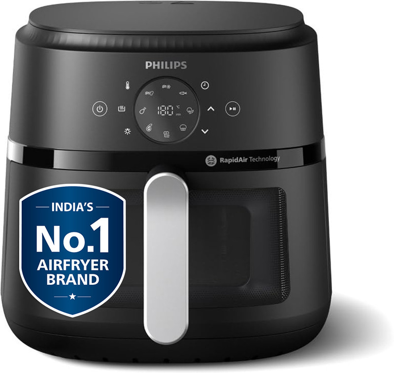 PHILIPS NA231/00 with touch panel & Cooking window, uses up to 90% less fat, 1700W, with Rapid Air Technology Air Fryer(6.2 L)