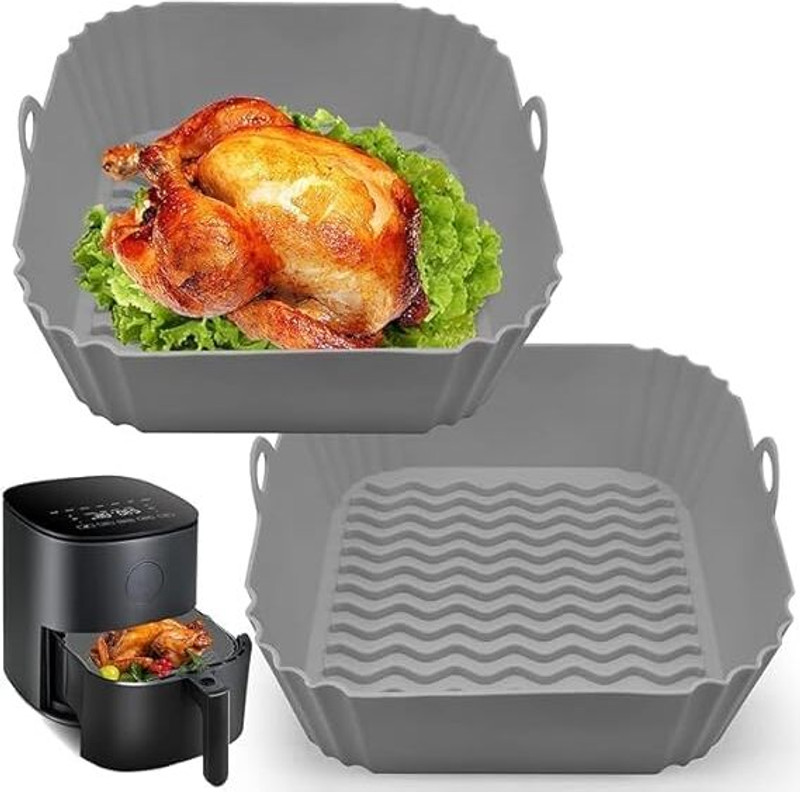 PABUZA Silicone Air Fryer Liner Basket Bowl for 3 to 5QT,Reusable Nonstick Baking Tray Air Fryer(1 L)