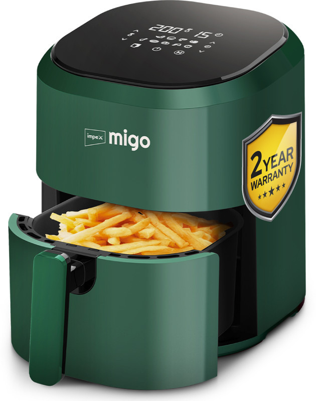 IMPEX Nutrifry Smart 7 in 1 Function, Uses up to 90% Less Fat 1200 W, Cyclonic Air Flow Cooking, Smart Touch Display (Green) Air Fryer(4.5 L)