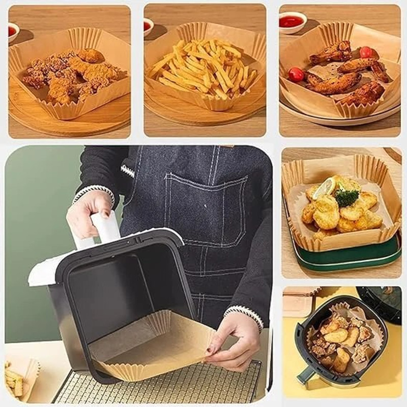 Kapilenterprise 50Pcs Air Fryer Liners Squre 8 inch Air Fryer(1000 ml)