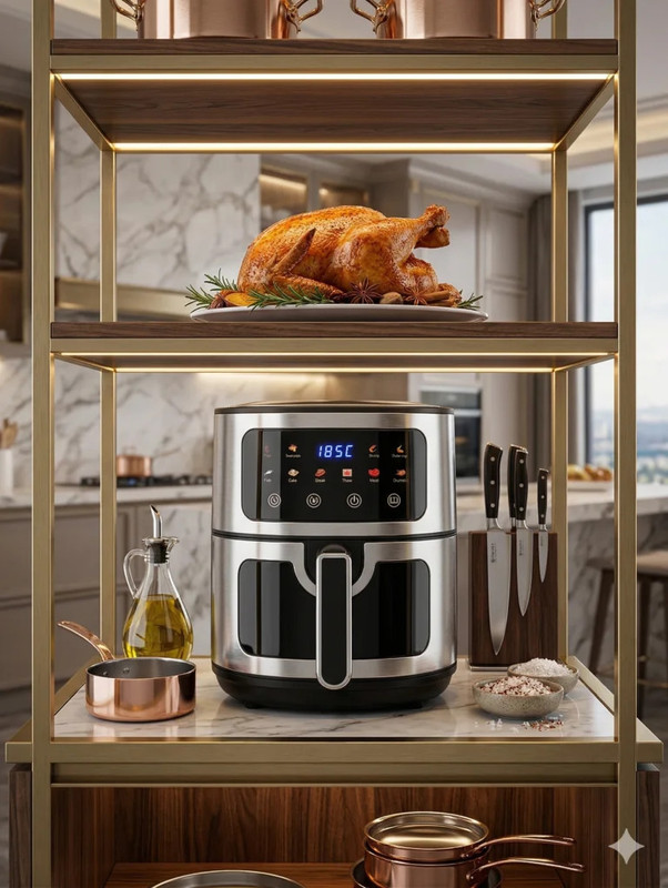 XORQO TECH 10L Air Fryer with Window, LED Touch Panel, Rapid Air Cooker 2400W Air Fryer(10 L)