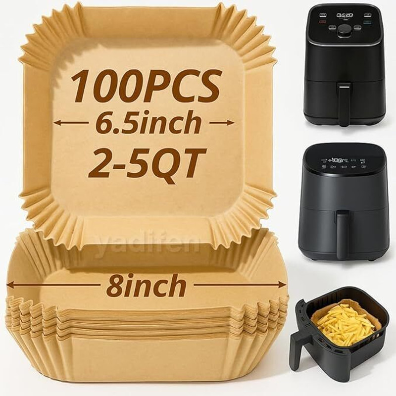 MIXAREO 100pc Air Fryer Disposable Paper Liner, Non-Stick Paper, Oil-Proof & Water-Proof Air Fryer(1 L)