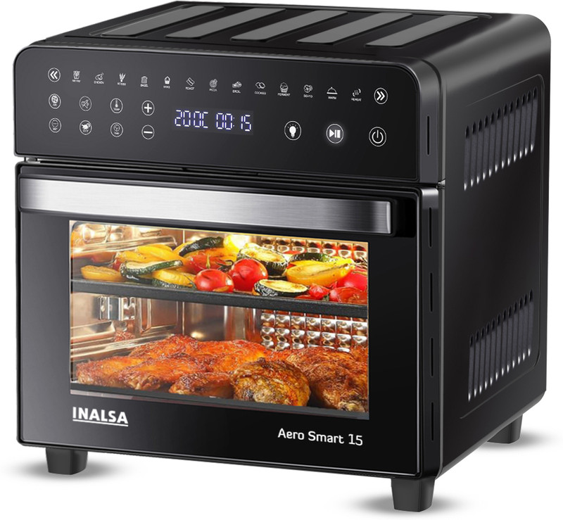 Inalsa Aero Smart 15L Oven 1700W|14 Functions|Roast,Reheat,Bake|Rotisserie & Convection Air Fryer(15 L)
