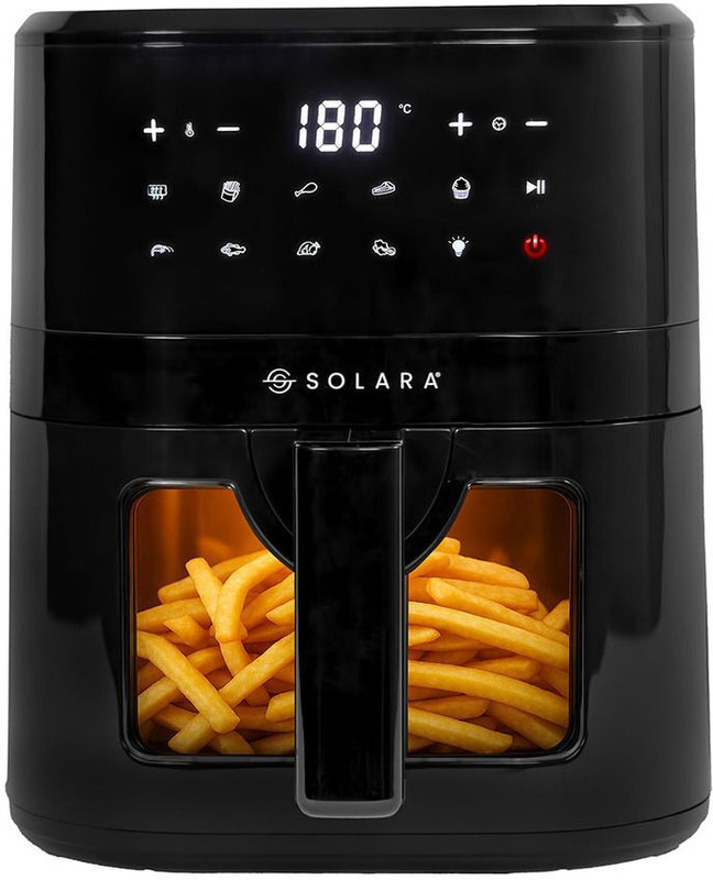 Solara SOL-AF-124 See Through, 10 Preset Menus, 360° High Speed Air Circulation, 1500 Watts, Air Fryer(4.5 L)