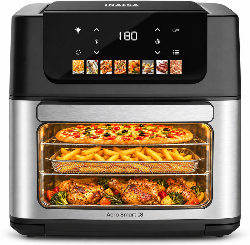 Inalsa Aero Smart 18 |Oven|Roast, Reheat, Dehydrate, Bake ,Convection Rotisserie & Convection,10 Accessories, Recipe Book-Black Air Fryer(18 L)