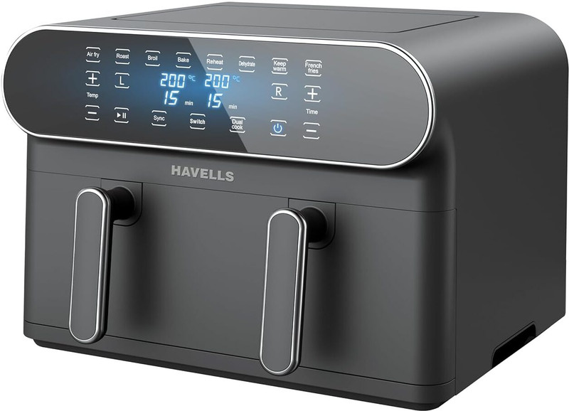 HAVELLS Prolife Delicia 85% Less Oil 10.5L Pan 8 Auto Pre-set Menu Dehydrator Mode Air Fryer(10.5 L)