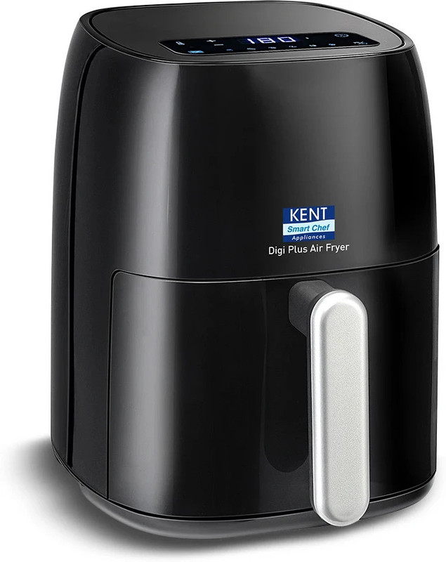 KENT Digi Plus Air Fryer 4L & 1300W | Fry, Grill, Roast & Bake | Digital Display & Touch Control Panel | Rapid Heating | 80% Less Oil Usage | High Temperature & Uniform Heating | Black Air Fryer(4 L)