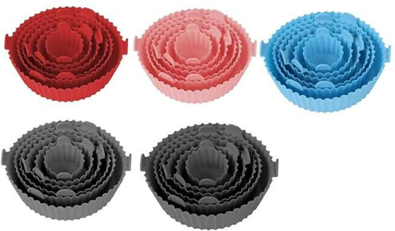 MSVTRADESS 6 Pieces Silicone Liners Round Food Safe Non Stick Air Fryer Basket Air Fryer(1 L)