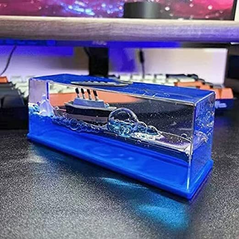 SHANVI ENTERPRISES Liquid Wave Adventure Cruise - Floating Ship Decoration Portable Car Air Purifier(Transparent, Blue)