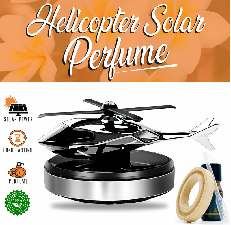 MIKANIX Solar Powered Rotating Air Freshener | Perfume | Helicopter Design | Car & Home Portable Car Air Purifier(BLACK)