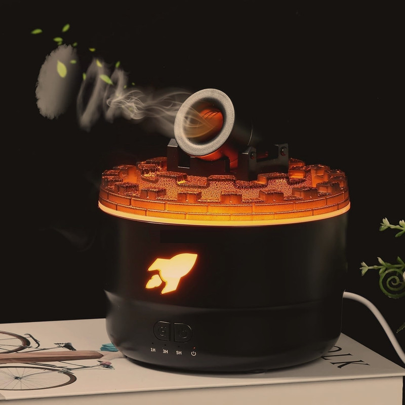 DONDA Cannon Blast Aroma Humidifier Volcanic Crack Turret Aromatherapy Humidifier Portable Room Air Purifier(Black)