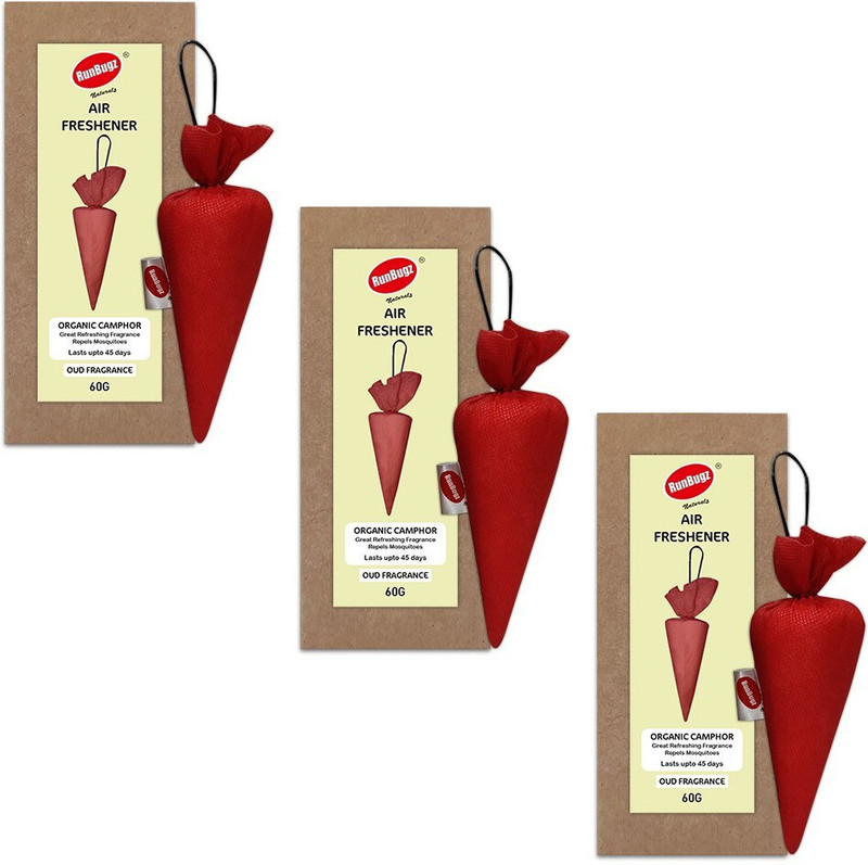 RunBugz Camphor Cone With Oud Fragrance, Air Freshener & Mosquito Repellent, Pack of 3, Car Air Purifier(Red)