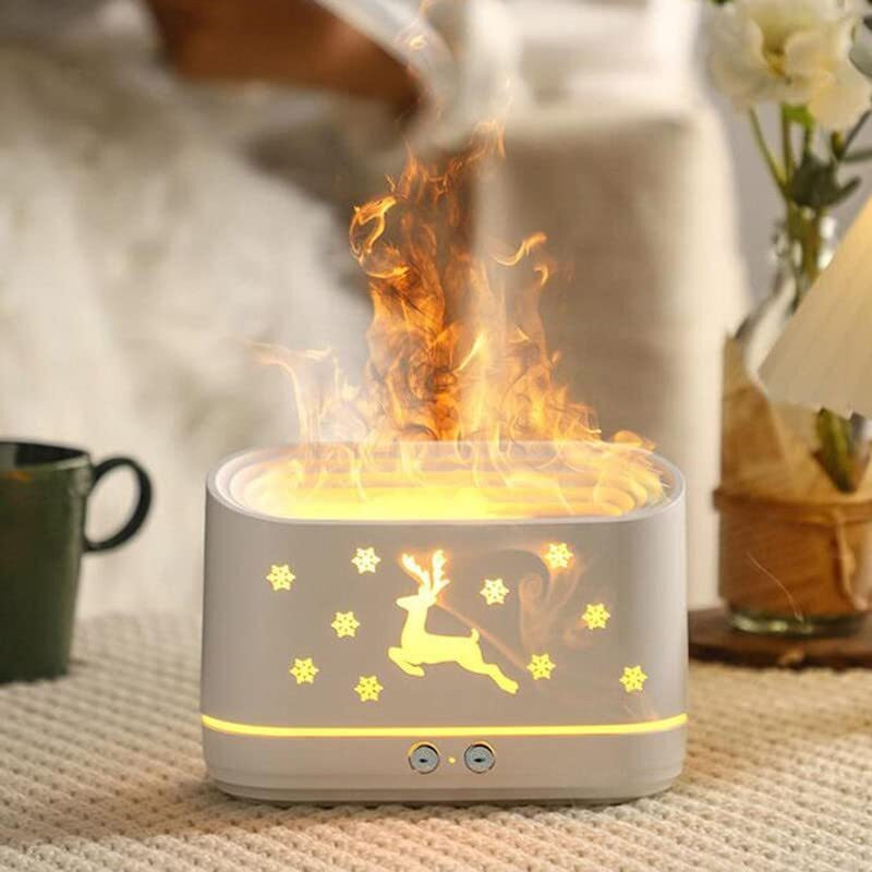 MANDNAKA Humidifier for Home, Flame Diffuser/Atmosphere Light Humidifier Aromatherapy Portable Room Air Purifier(White)
