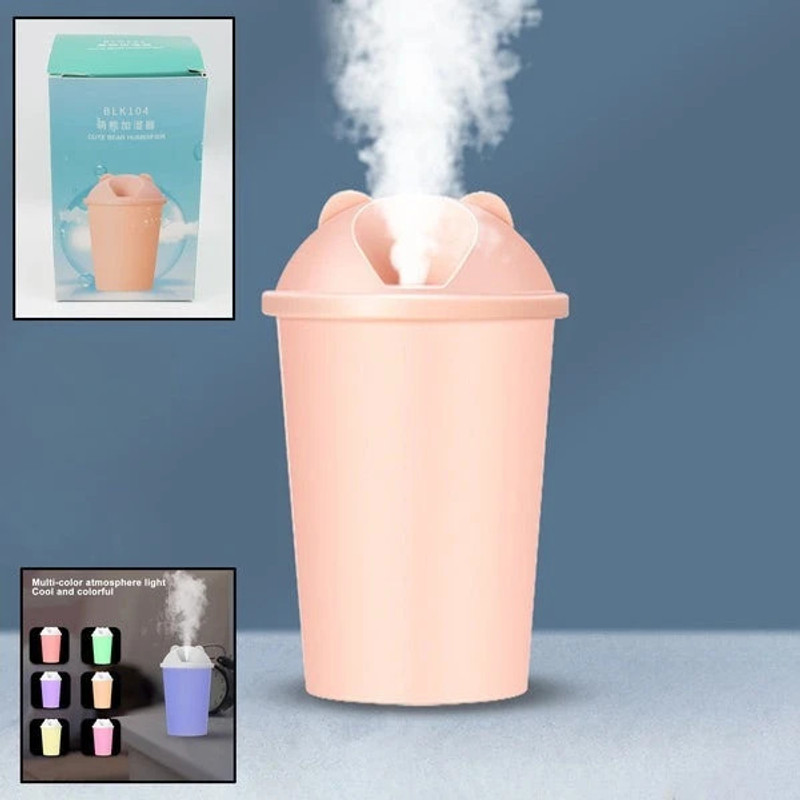 Oblivion Cute Bear Shape USB Humidifiers Cup (1 Pc / Multicolor Light) Room Air Purifier(Multi Colour)