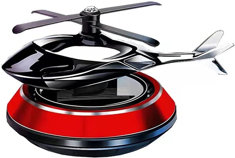 Auto Freak Metal Helicopter Solar Energy Car Air Perfumes and Freshener With Oil Bottle Portable Car Air Purifier(Red)
