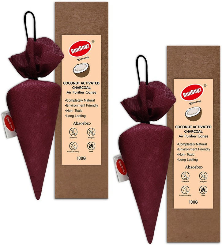 RunBugz Coconut Activated Charcoal Cone, Dehumidifier for Wardrobe, Cars and Home Car Air Purifier(Maroon)